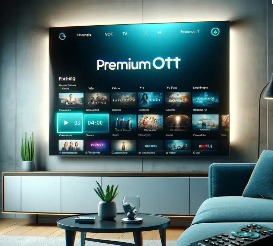 Service IPTV Québec Premium affiché sur un téléviseur avec interface moderne et contenu varié.